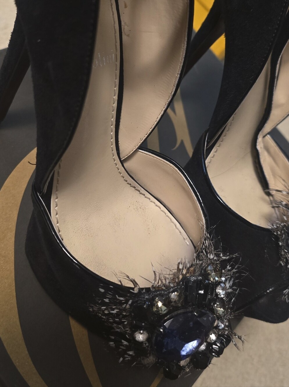 Black Embellished Women's High Heels - Elegant Evening Pumps